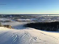 Wiew from the top of the slope in Ski Sunne.