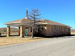 Railroad depot at Slick, now a church