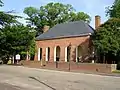 The colonial courthouse on Main Street.