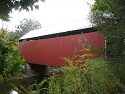 Snyder Covered Bridge No. 17 crossing Roaring Creek in Locust Township