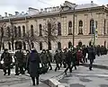 Kursants marching down the streets of Saint Petersburg after the metro bombing.