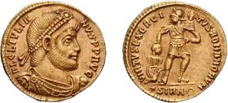 Golden coin depicting the emperor Julian