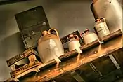 A set of earthenware jugs used for holding cider, manufactured in Somerset, England