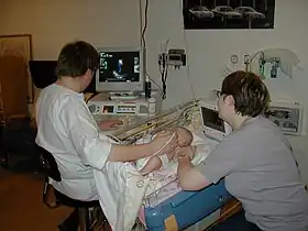 Child having echocardiogram