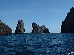 Stac Biorach (at left) and Stac Soay