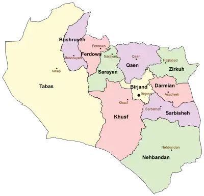 Counties of South Khorasan Province