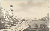 View of Bangalore Fort, from the Kempegowda South Tower. South view of Bangalore with the fortress in the distance by Robert Home (1752-1834) in 1792