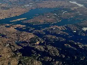 Aerial view of the strandflat at Goddo island near Bømlo.