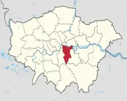 Southwark shown within Greater London