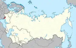 Location of the Moldavian SSR (red) within the Soviet Union between 1956 and 1991