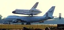 Atlantis at a refuel stop at Offutt Air Force Base, Omaha, Nebraska