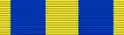 Width-44 yellow ribbon with two width-12 ultramarine blue stripes each distance 4 from the edge