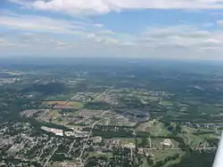 Springboro, with unincorporated parts of Clearcreek Township visible in the distance