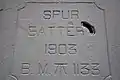 Plaque at Spur Battery indicates date of 1903