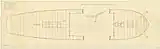 Broken view plan, showing the decks of a ship, drawn 1783