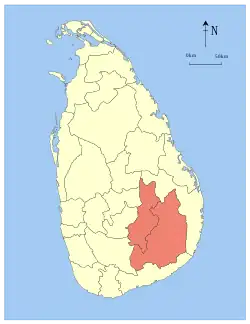 Area map of Uva, Sri Lanka