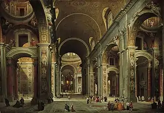 The Nave of St. Peter's Basilica in the Vatican (1735), oil on canvas, 153 x 219.7 cm., Norton Simon Museum