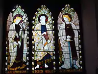 Stained glass window of Saint Thomas the Apostle, the traditional founder of Indian Christianity, in his namesake St. Thomas CNI church, the 300 year old Cathedral of Mumbai