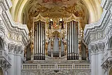 Organ loft with the Bruckner organ