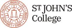 The logo of St. John's College consists of a round seal with the words "St. John's College" arranged by it's side. The design of the seal consists of seven books arranged around a scale (balance) in the center. Around the seal are the words Facio liberos ex liberis libris libraque, which is the College's motto in Latin.