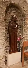 St Bertha of Kent wooden statue, south wall of the church