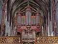 Close-up of the pipe organ