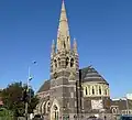 St Mark's Church, Belgrave Gate, Leicester, 1869–72 by Ewan Christian, showing the impressive chancel apse and south-east tower and spire