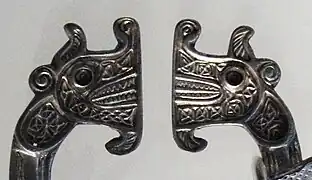 Pictish confronted animal terminals, St Ninian's Isle Treasure