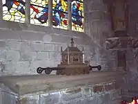 Reliquary holding relics of St Ronan at Locronan.