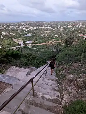 View down the staircase from the top of Hooiberg.