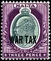 Malta, 1918: Postage stamp with wartime taxation applied