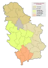 Map of and cities of Southern and Eastern Serbia