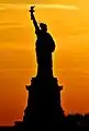 Iconic silhouette of the Statue of Liberty,New York