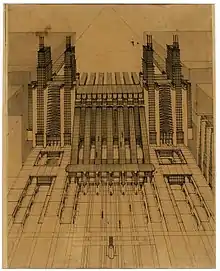 Perspective drawing from La Città Nuova, 1914