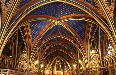 Gothic ceiling in the Sainte-Chapelle, Paris, 1243-1248, by Pierre de Montreuil