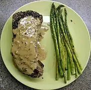 Steak au poivre with cognac sauce