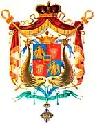 One of the many drawings used unofficially as coat of arms (1864 – 1866)