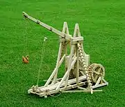 A scale model of a trebuchet, based on the design of the "Warwolf"