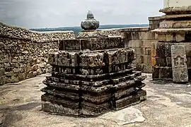 Stone curved kalasa, Chandragiri Hill at Shravanabelagola