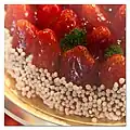 A close-up view of a strawberry cake for Valentine's Day