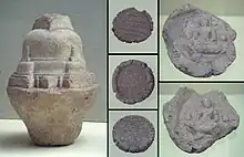 Buddhist model clay stupa ("Stupika") inside which can be found clay tablets with Buddhist texts and Buddhist images. 8th century Bali.