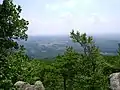 The base of the mountain, as seen from the top.