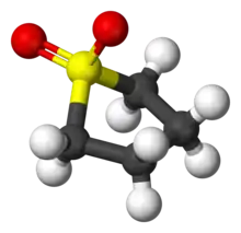 Ball-and-stick model of the sulfolane molecule