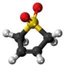 Ball-and-stick model of the sulfolene molecule