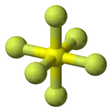 Ball and stick model of sulfur hexafluoride