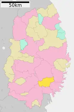 Location of Sumita in Iwate Prefecture