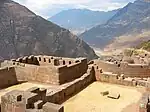 View of the Sacred Valley from Intiwatana ceremonial and religious area of the Inca complex.