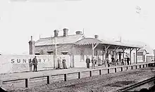 An old station with wooden railway building