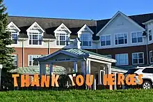 A sign thanking healthcare workers in Unionville