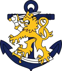 Finnish Navy: Coat of arms with an anchor of naval blue colour.